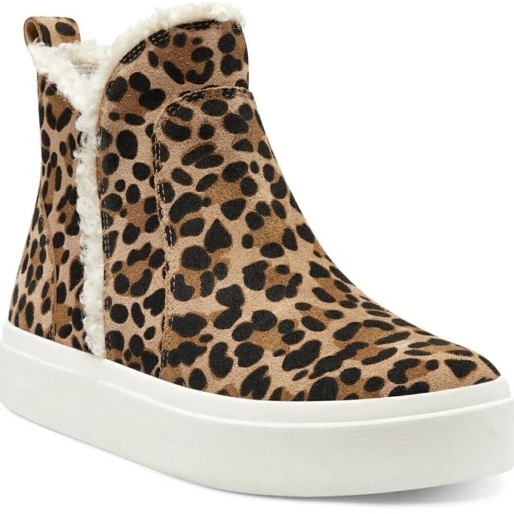 Sole Society Women's Teagan Leopard Print Leather High Top Sneakers Size 7.5